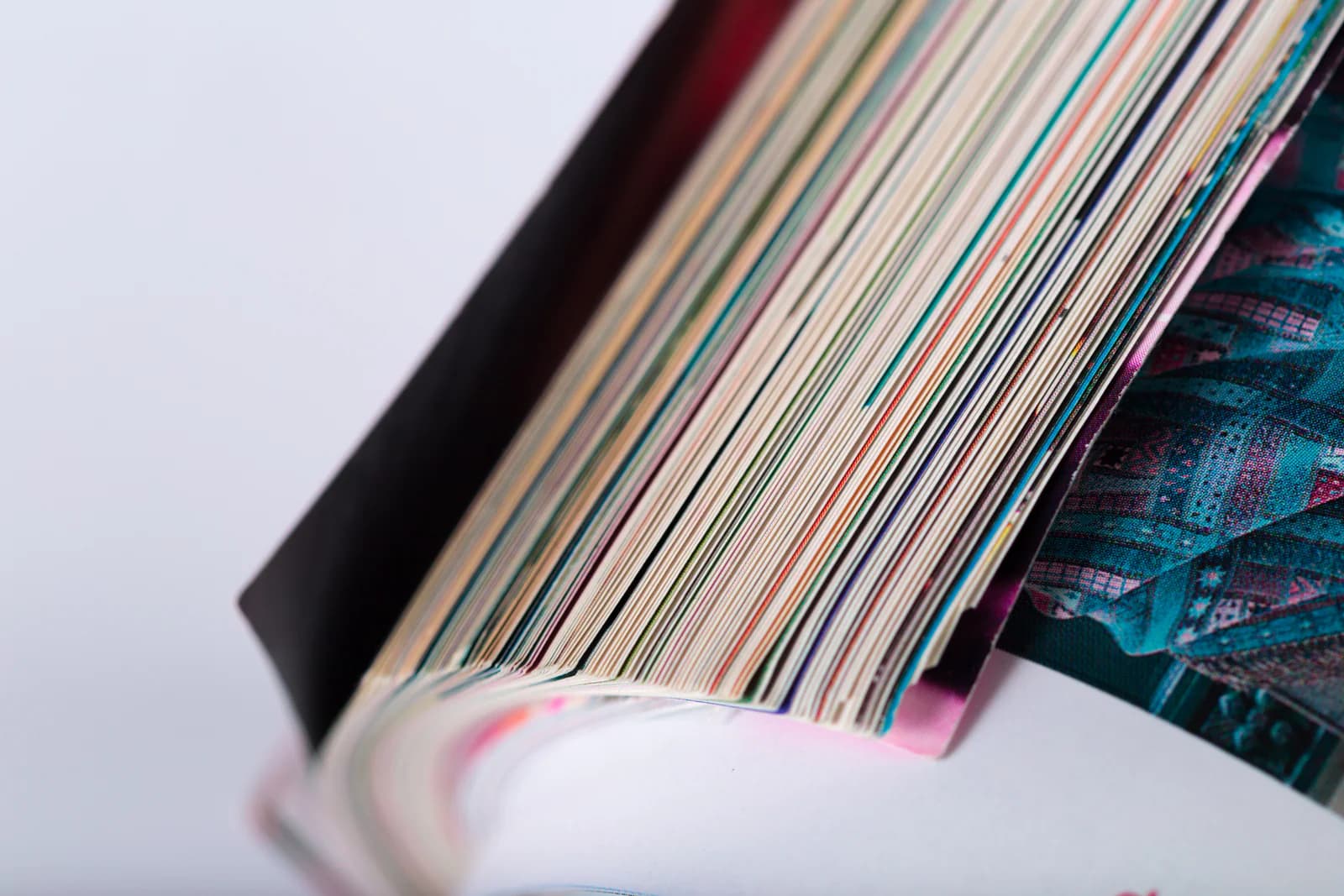 Close-up of the colored edges of printed book pages